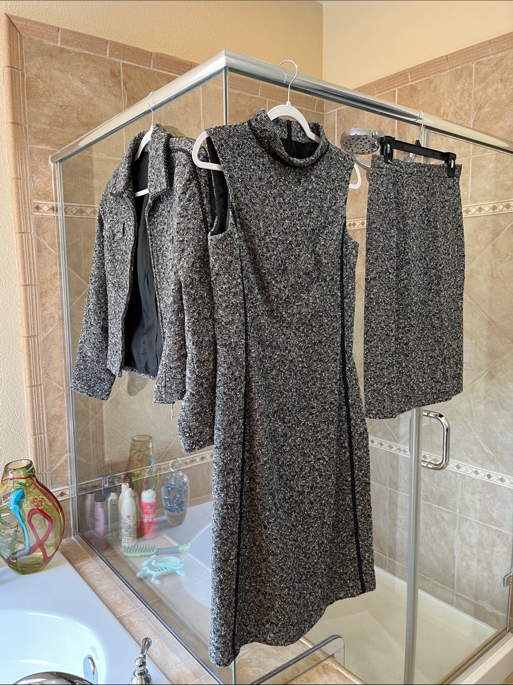 Escada Black And White Tweed Dress Set